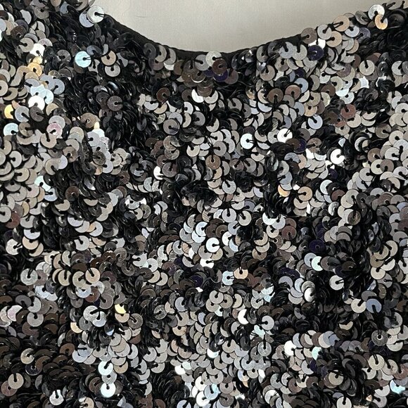 Vtg Y2K Cache Sequin Camisole Cami S Metallic Silk Asymmetrical Spaghetti Straps - Picture 9 of 15